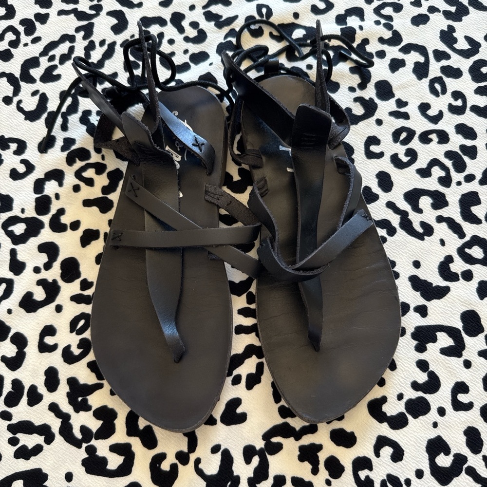 Free People Black Strappy Sandals